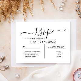 Elegant Minimal White Monogram Wedding RSVP