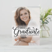 Elegant Minimal White Photo Typography Afstuderen Kaart (Staand voorkant)