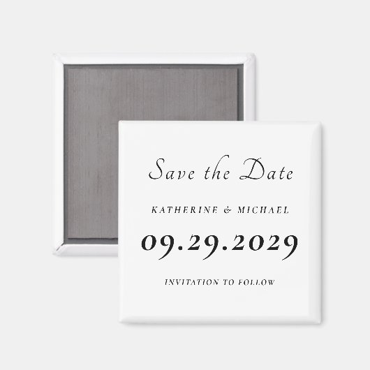Elegant Minimal White Wedding Save The Date Magneet (Voorkant / Achterkant)