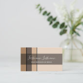 Elegant minimale aardtoonrechthoeken beige zand visitekaartje (Staand voorkant)