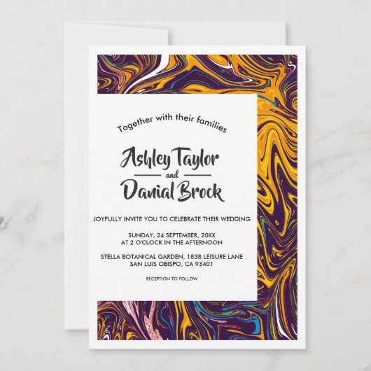 Elegant Minimale Abstracte Kunstbruiloft Kaart (Voorkant)