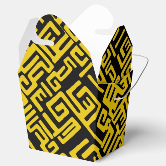 Elegant Minimale Afrikaanse Tribale Gele Lijn Bedankdoosjes (Geopend)