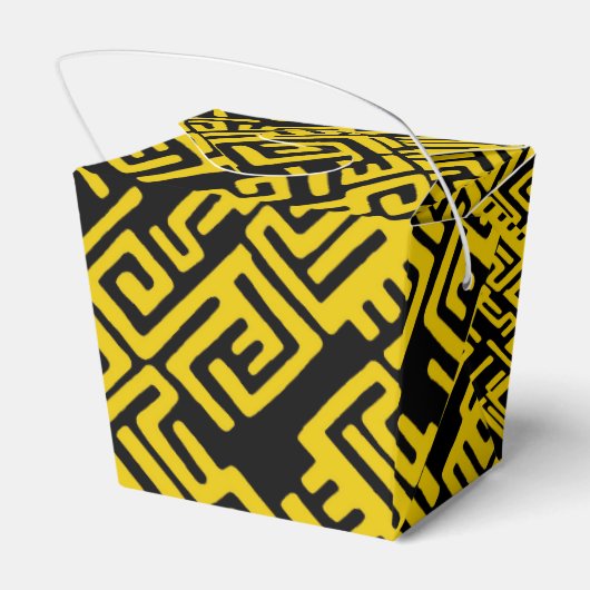 Elegant Minimale Afrikaanse Tribale Gele Lijn Bedankdoosjes (Achterkant)