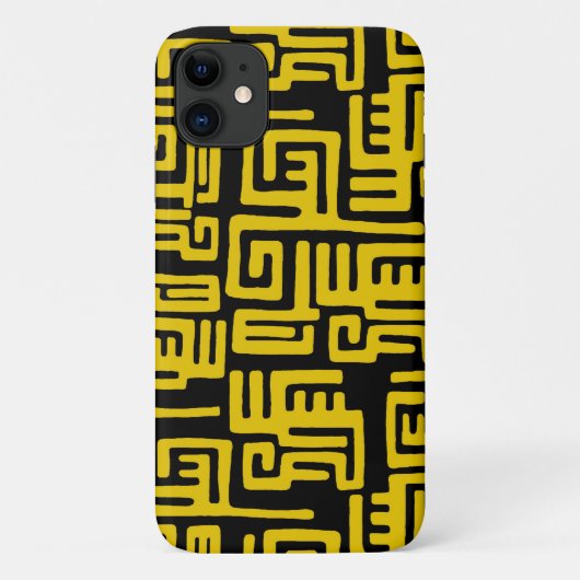 Elegant Minimale Afrikaanse Tribale Gele Lijn Case-Mate iPhone Case (Achterkant)