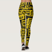 Elegant Minimale Afrikaanse Tribale Gele Lijn Leggings (Achterkant)