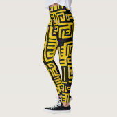 Elegant Minimale Afrikaanse Tribale Gele Lijn Leggings (Links)