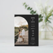 Elegant Minimale Arch Photo QR Code Save the Date Briefkaart (Staand voorkant)