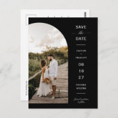 Elegant Minimale Arch Photo QR Code Save the Date Briefkaart (Voorkant / Achterkant)