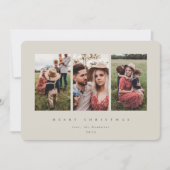 Elegant Minimale beige Lijst Triple Foto Feestdagenkaart (Voorkant)