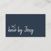 Elegant minimale blauwe witte haarlijst visitekaartje (Voorkant)