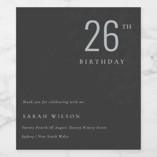 Elegant Minimale Bold Black Blauw Elke zondag Wijn Etiket (Enkel label)