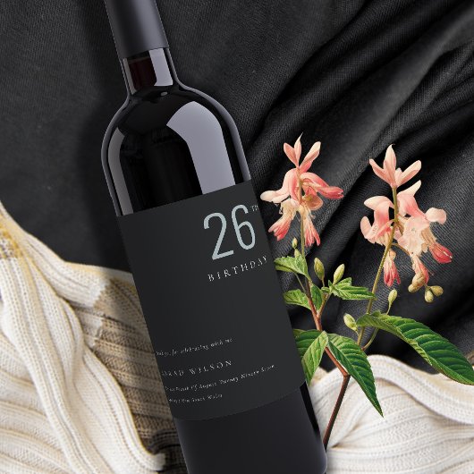 Elegant Minimale Bold Black Blauw Elke zondag Wijn Etiket