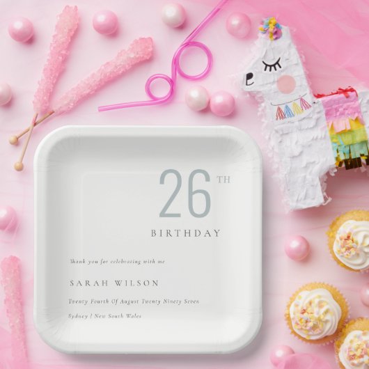 Elegant Minimale Bold Dusky Blue Elke zondag Papieren Bordje (Feest)