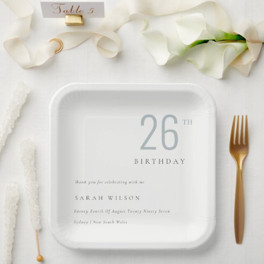 Elegant Minimale Bold Dusky Blue Elke zondag Papieren Bordje (Huwelijk)