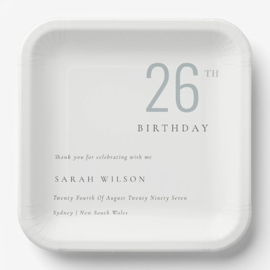 Elegant Minimale Bold Dusky Blue Elke zondag Papieren Bordje (Voorkant)