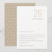 Elegant Minimale Bold Dusky Blush Any Age Birthday Bedankkaart (Voorkant / Achterkant)