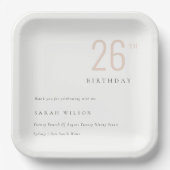 Elegant Minimale Bold Dusky Blush Any Age Birthday Papieren Bordje (Voorkant)