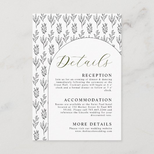 Elegant minimale bruiloft - Details Enclosure Card Informatiekaartje (Voorkant)