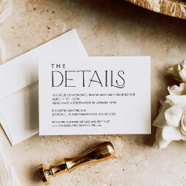 Elegant minimale bruiloft - Details Enclosure Card Informatiekaartje