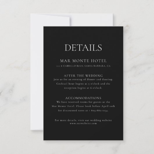 Elegant minimale bruiloft - Details Enclosure Card Kaart (Voorkant)