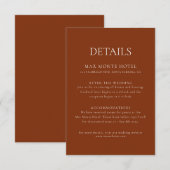 Elegant minimale bruiloft - Details Enclosure Card Kaart (Voorkant / Achterkant)
