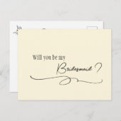 Elegant Minimale Calligrafie Bridesmaid Voorstel P Briefkaart (Voorkant / Achterkant)