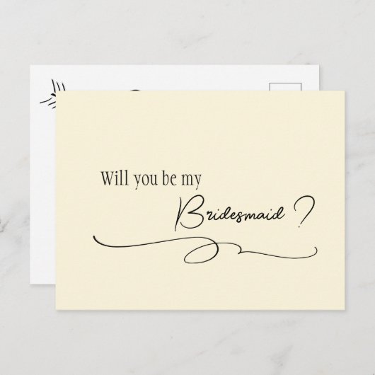 Elegant Minimale Calligrafie Bridesmaid Voorstel P Briefkaart (Voorkant / Achterkant)
