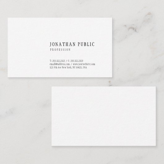Elegant Minimale Design Sjabloon Modern Trendy Visitekaartje (Voorkant / Achterkant)