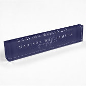 Elegant Minimale Directienaam & Monogram Navy Naambordje