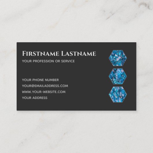 Elegant minimale donkergrijze blauwe saffieren visitekaartje (Achterkant)