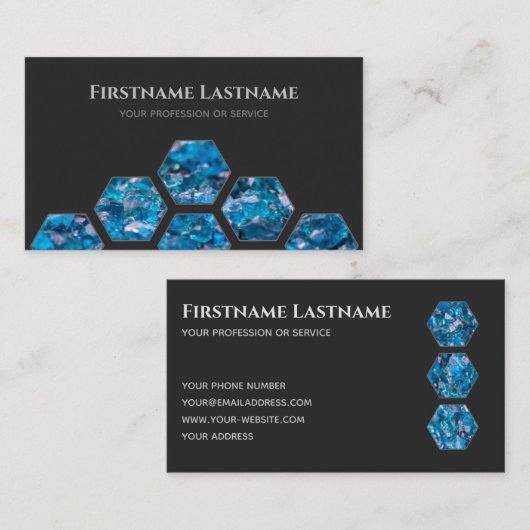 Elegant minimale donkergrijze blauwe saffieren visitekaartje (Voorkant / Achterkant)