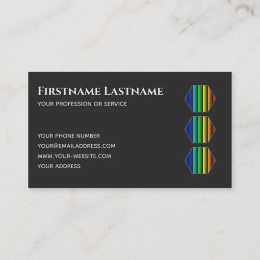 Elegant minimale donkergrijze regenboogkleuren hex visitekaartje (Achterkant)