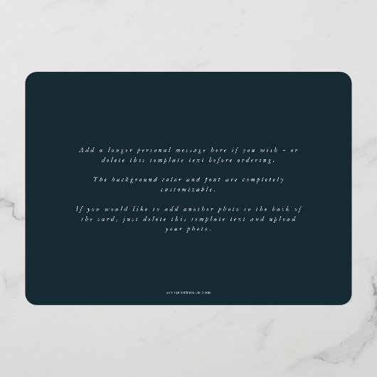 Elegant minimale donkergroene Lijst Triple-foto Folie Feestdagenkaart (Achterkant)