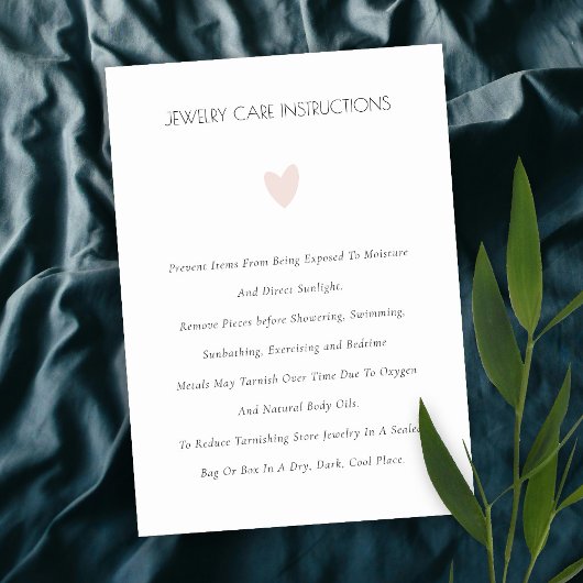 Elegant Minimale Eenvoudige Blush Heart Jewelry Ca Visitekaartje