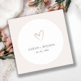 Elegant Minimale Eenvoudige Blush Pink Heart Wedde Ronde Sticker