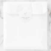 Elegant Minimale Eenvoudige Blush Pink Heart Wedde Ronde Sticker (Tas)