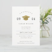 Elegant minimale eenvoudige Gold Foil Graduation P Kaart (Staand voorkant)