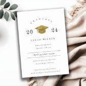 Elegant minimale eenvoudige Gold Foil Graduation P Kaart