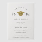 Elegant minimale eenvoudige Gold Foil Graduation P Vellum Uitnodigingen (Voorkant)
