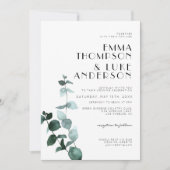 Elegant Minimale Eucalyptus Greenery's Wedding Kaart (Voorkant)