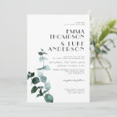 Elegant Minimale Eucalyptus Greenery's Wedding Kaart (Staand voorkant)