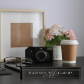 Elegant Minimale Executive Name & Monogram Black Naambordje