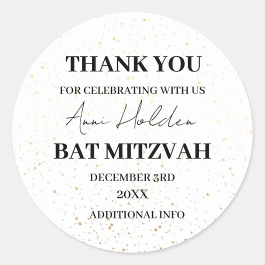 Elegant & Minimale Floral Background Bat Mitzvah C Ronde Sticker (Voorkant)
