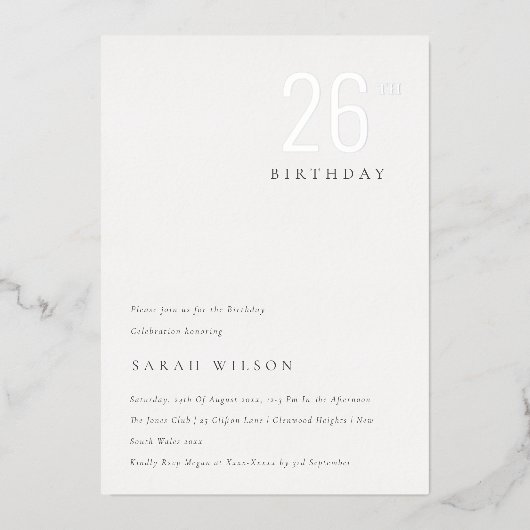 Elegant Minimale Folie Zilver Elke zondag Folie Uitnodiging (Voorkant)