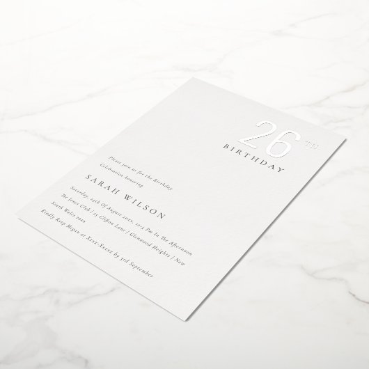 Elegant Minimale Folie Zilver Elke zondag Folie Uitnodiging (Gedraaid)