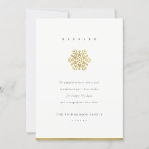 Elegant minimale formale Faux Gold Snowflake Feestdagenkaart