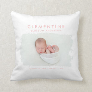 Elegant minimale geboorteaankondiging foto kussen