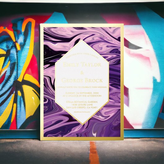 Elegant Minimale Geometrische Galaxy Art Weddensch Folie Uitnodiging