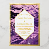 Elegant Minimale Geometrische Galaxy Art Weddensch Folie Uitnodiging (Voorkant)