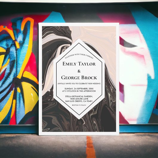 Elegant Minimale geometrische zwarte en witte brui Kaart